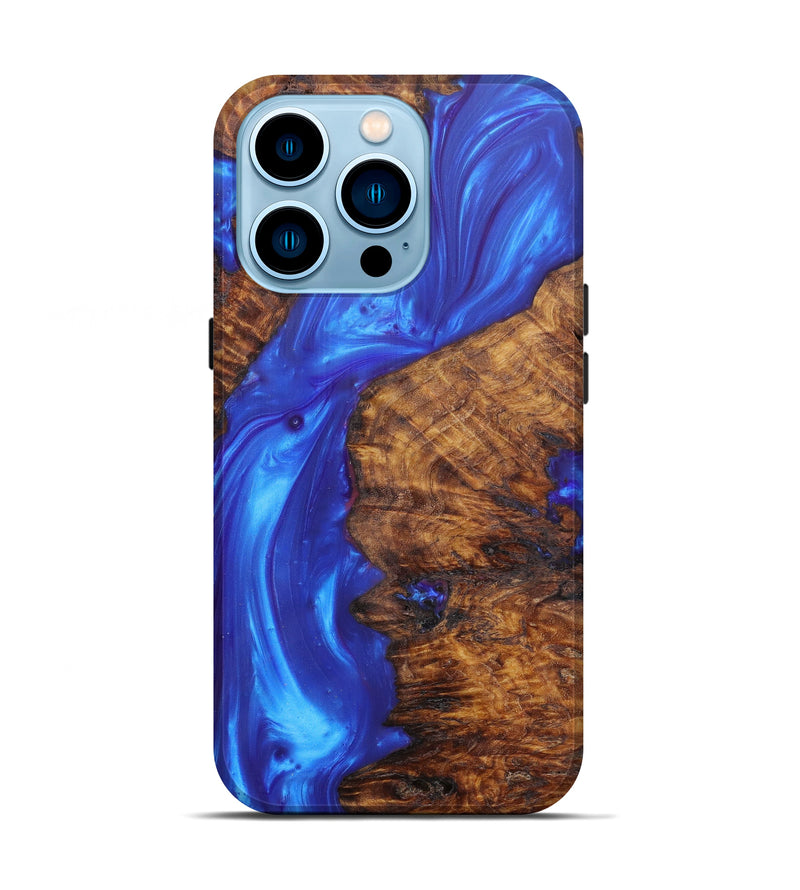 iPhone 14 Pro Wood+Resin Live Edge Phone Case - Sanjay (Light Blue, 606498)