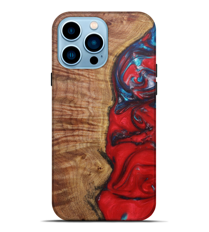 iPhone 14 Pro Max Wood+Resin Live Edge Phone Case - Curt (Dark Red, 598600)