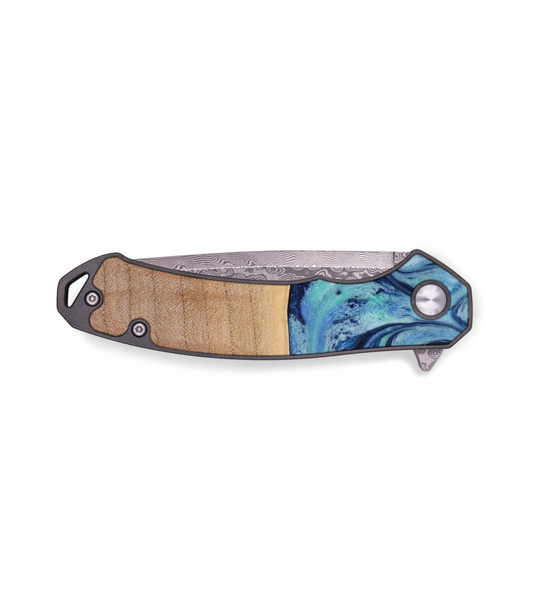 EDC Wood+Resin Pocket Knife - Mya (Blue, 644187)