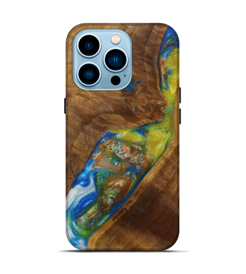 iPhone 14 Pro Wood+Resin Live Edge Phone Case - Norene (Light Blue, 593336)