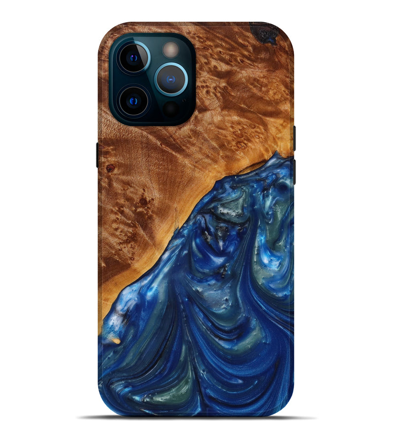 iPhone 12 Pro Max Wood+Resin Live Edge Phone Case - Naya (Light Blue, 610606)