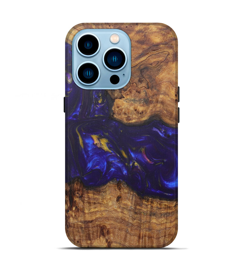 iPhone 14 Pro Wood+Resin Live Edge Phone Case - Lingyan (Purple, 592511)