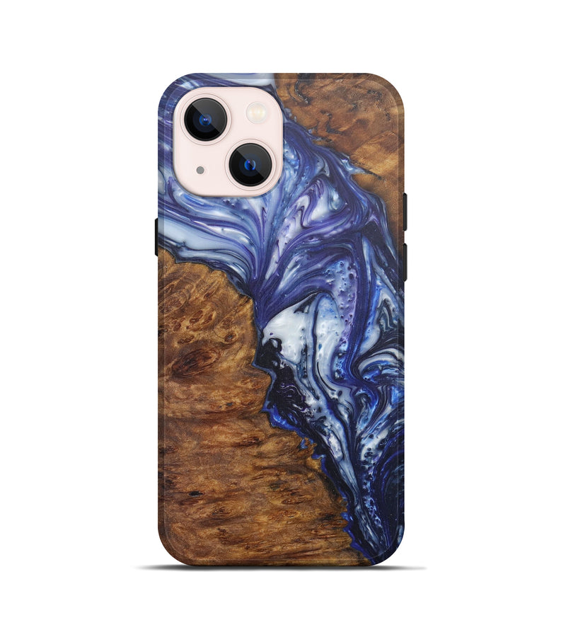 iPhone 13 mini Wood+Resin Live Edge Phone Case - Minda (Dark Blue, 594868)