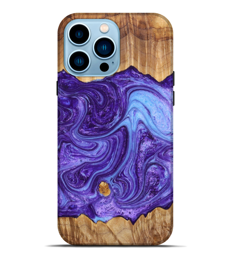 iPhone 14 Pro Max Wood+Resin Live Edge Phone Case - Richard (Purple, 635121)