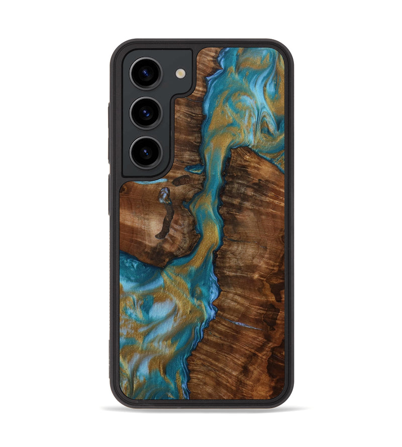Galaxy S23 Wood+Resin Phone Case - Marlee (Teal & Gold, 642484)