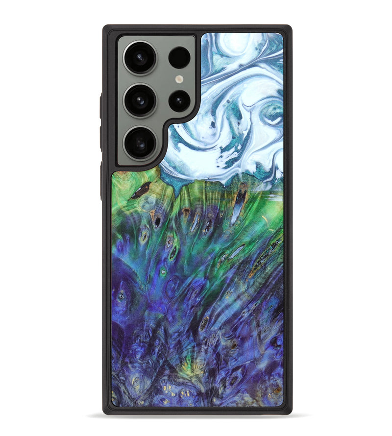 Galaxy S23 Ultra Wood+Resin Phone Case - Nora (Blue, 626498)