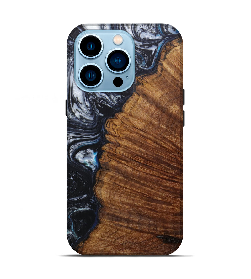iPhone 14 Pro Wood+Resin Live Edge Phone Case - Marin (Black & White, 588022)