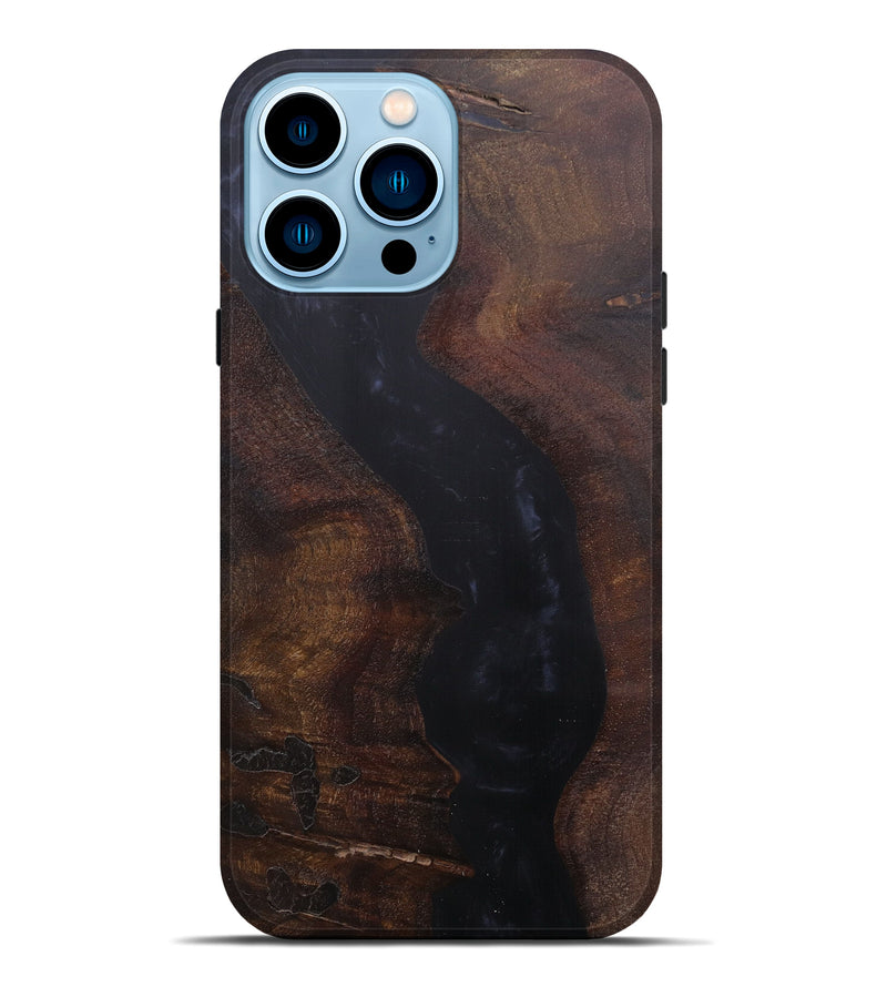 iPhone 14 Pro Max Wood+Resin Live Edge Phone Case - Porfirio (Pure Black, 597378)