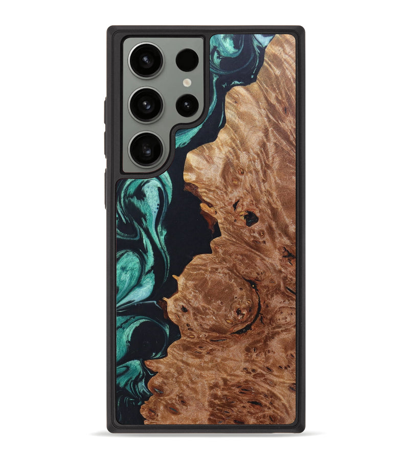 Galaxy S23 Ultra Wood+Resin Phone Case - Charmaine (Green, 626394)