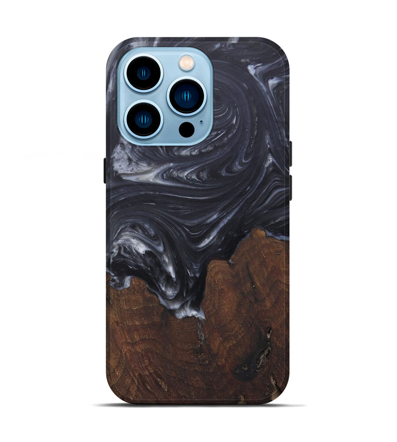 iPhone 14 Pro Wood+Resin Live Edge Phone Case - Nishith (Black & White, 581211)