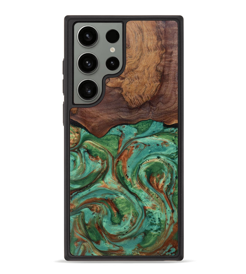 Galaxy S23 Ultra Wood+Resin Phone Case - Tatiana (Green, 620857)