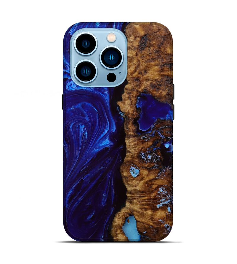 iPhone 14 Pro Wood+Resin Live Edge Phone Case - Ronnie (Blue, 647383)