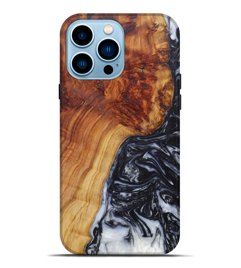 iPhone 14 Pro Max Wood+Resin Live Edge Phone Case - Abra (Black & White, 598622)