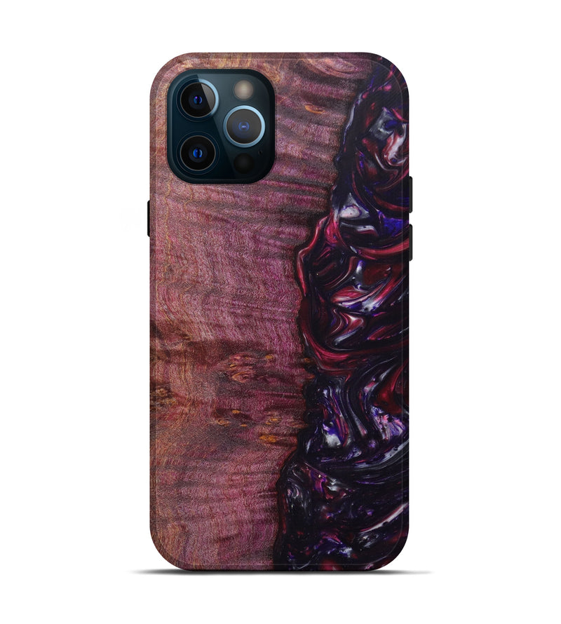iPhone 12 Pro Wood+Resin Live Edge Phone Case - Laverne (Dark Red, 615863)