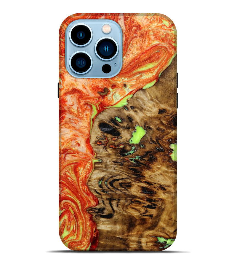 iPhone 14 Pro Max Wood+Resin Live Edge Phone Case - Morgan (Red, 647390)
