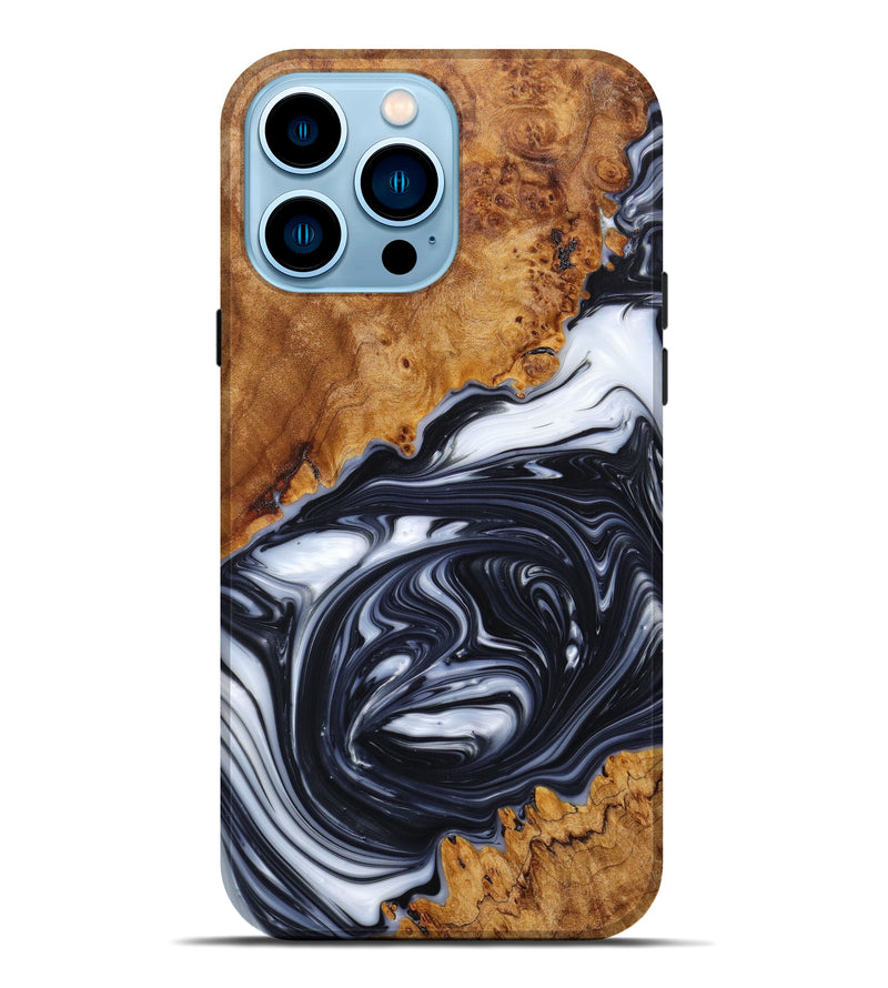 iPhone 14 Pro Max Wood+Resin Live Edge Phone Case - Loyalty (Black & White, 627212)