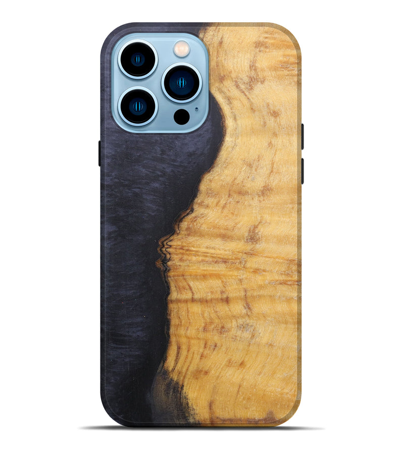 iPhone 14 Pro Max Wood+Resin Live Edge Phone Case - Thomasina (Pure Black, 595491)