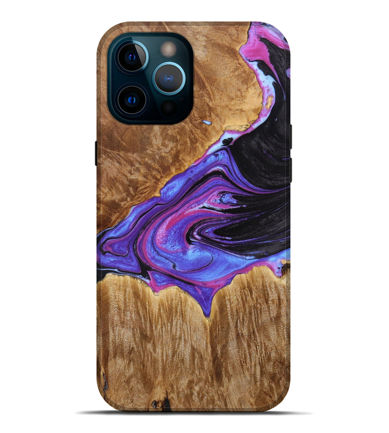 iPhone 12 Pro Max Wood+Resin Live Edge Phone Case - Gretchen (Purple, 638168)