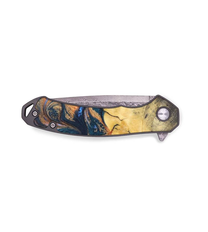 EDC Wood+Resin Pocket Knife - Gertrude (Teal & Gold, 636356)