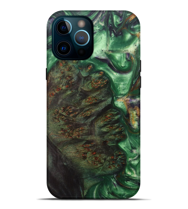 iPhone 12 Pro Max Wood+Resin Live Edge Phone Case - Tommi (Dark Green, 597260)