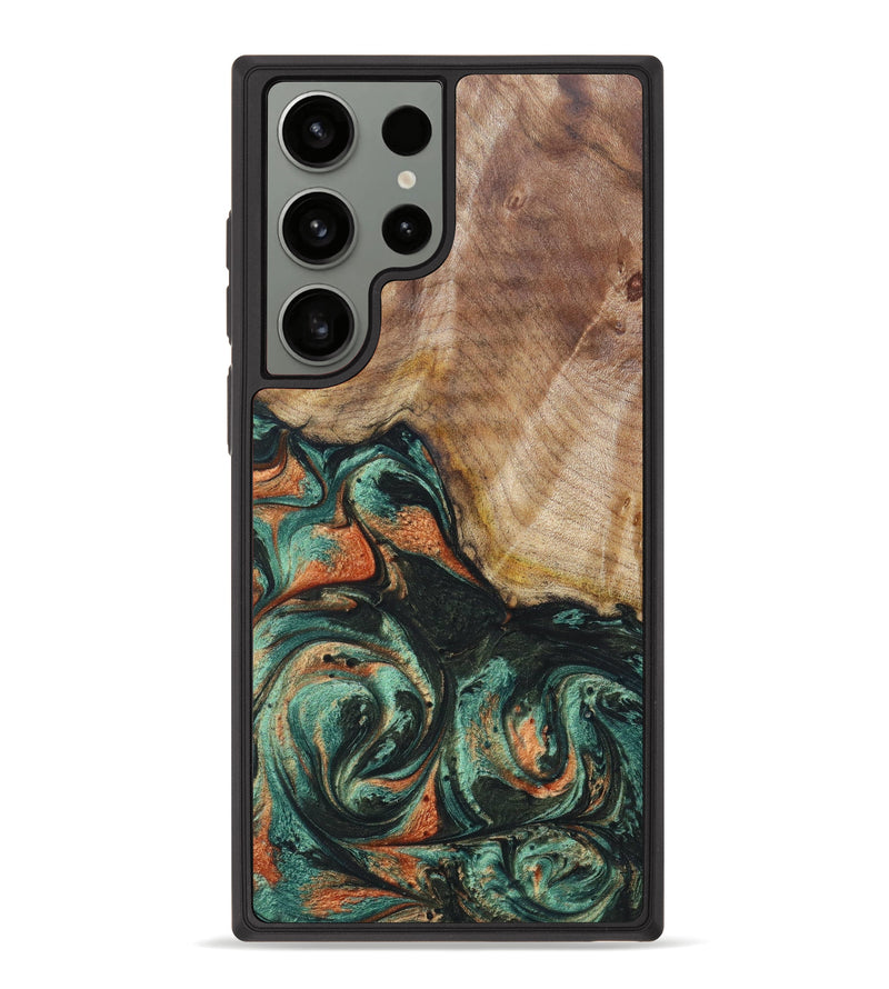 Galaxy S23 Ultra Wood+Resin Phone Case - Kiara (Green, 628341)
