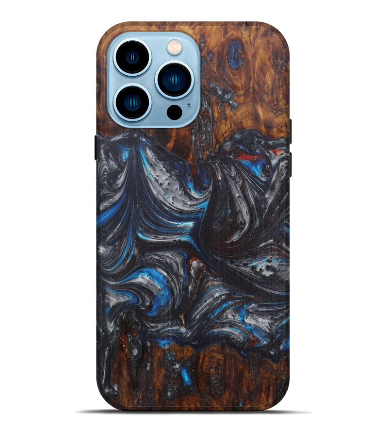 iPhone 14 Pro Max Wood+Resin Live Edge Phone Case - Marian (Black & White, 594856)