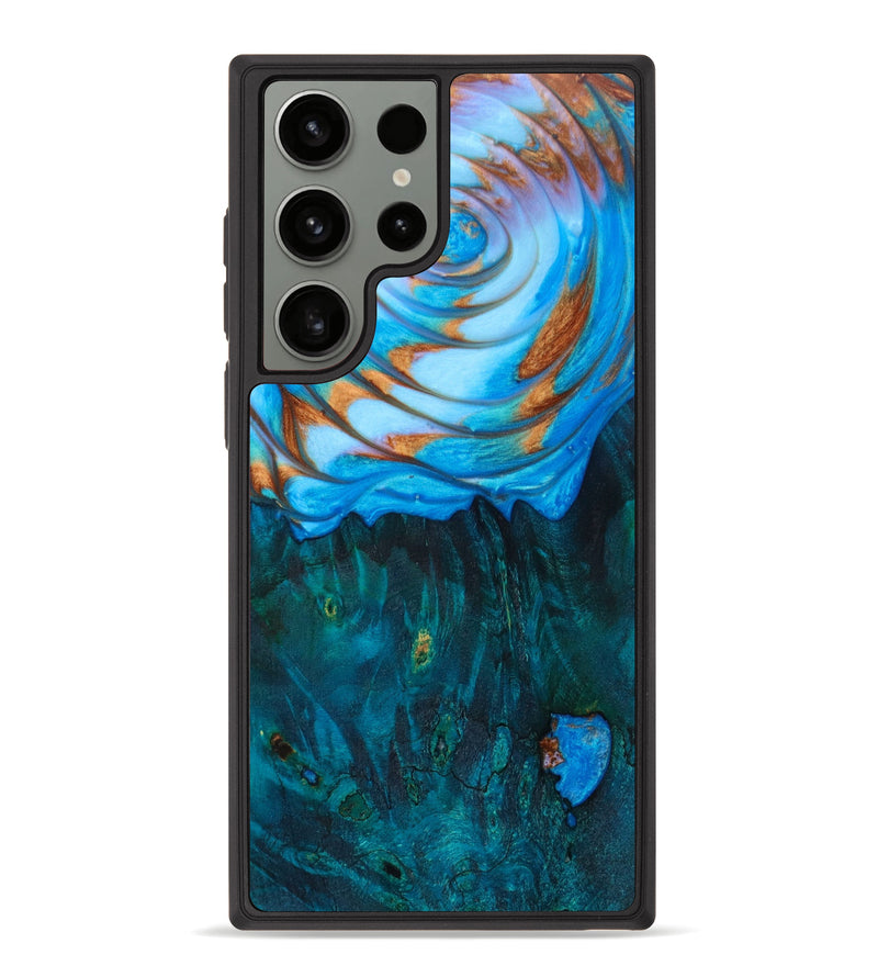Galaxy S23 Ultra Wood+Resin Phone Case - Malik (Teal & Gold, 622134)