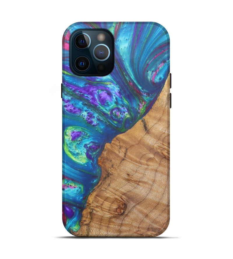 iPhone 12 Pro Wood+Resin Live Edge Phone Case - Neste (Light Blue, 607115)