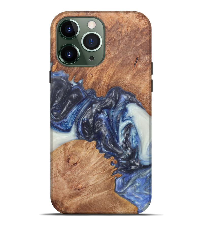 iPhone 13 Pro Max Wood+Resin Live Edge Phone Case - Christophe (Light Blue, 579129)