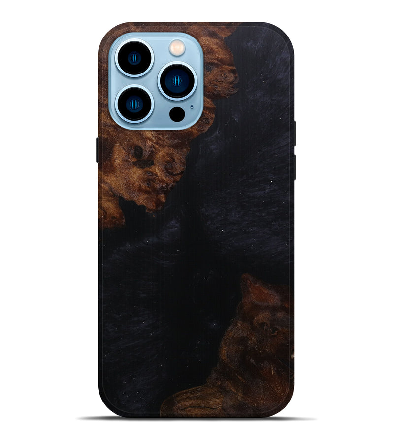 iPhone 14 Pro Max Wood+Resin Live Edge Phone Case - Eve (Pure Black, 596634)