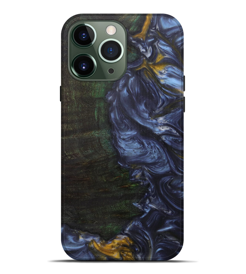 iPhone 13 Pro Max Wood+Resin Live Edge Phone Case - Ondrea (Dark Blue, 593327)