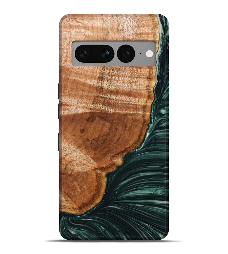 Pixel 7 Pro Wood+Resin Live Edge Phone Case - Cathy (Green, 641117)