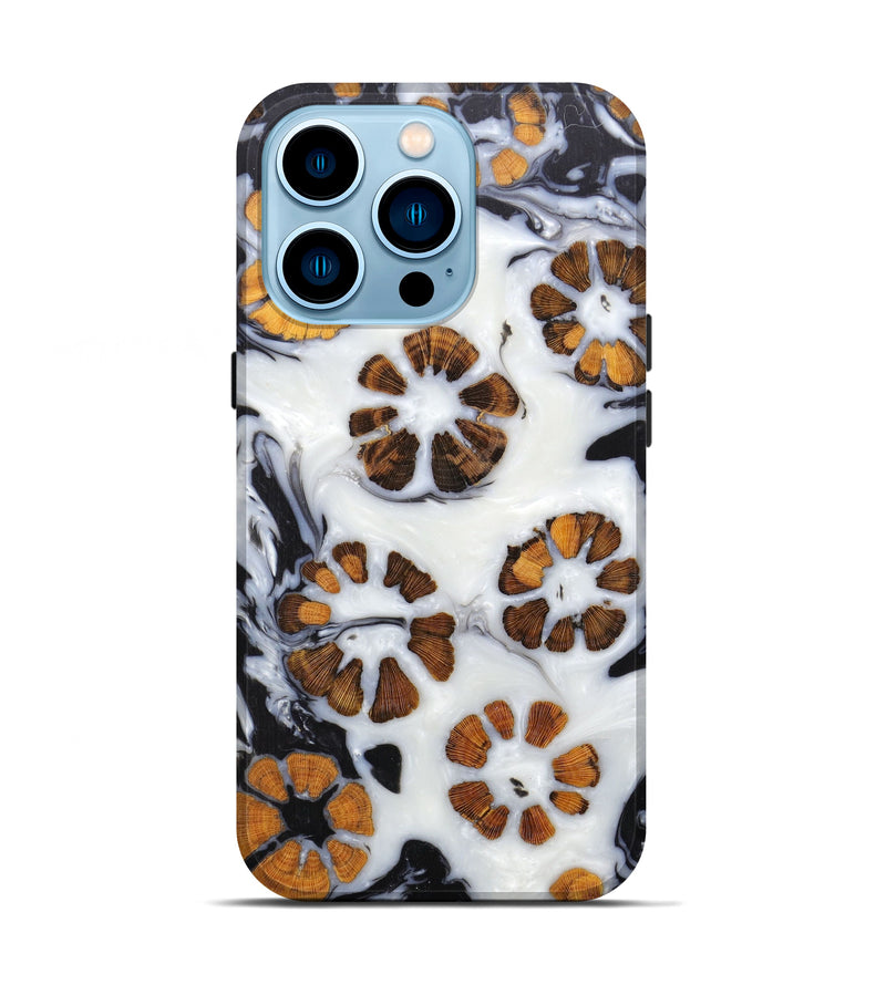 iPhone 14 Pro Wood+Resin Live Edge Phone Case - Syl (Black & White, 597042)