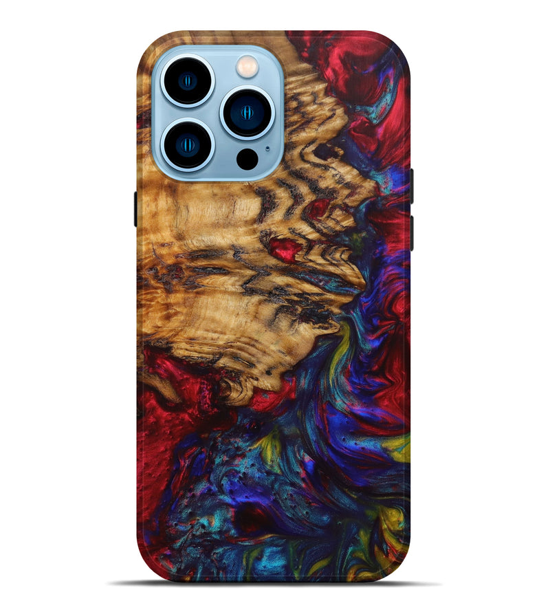 iPhone 14 Pro Max Wood+Resin Live Edge Phone Case - Emiliano (Red, 641042)