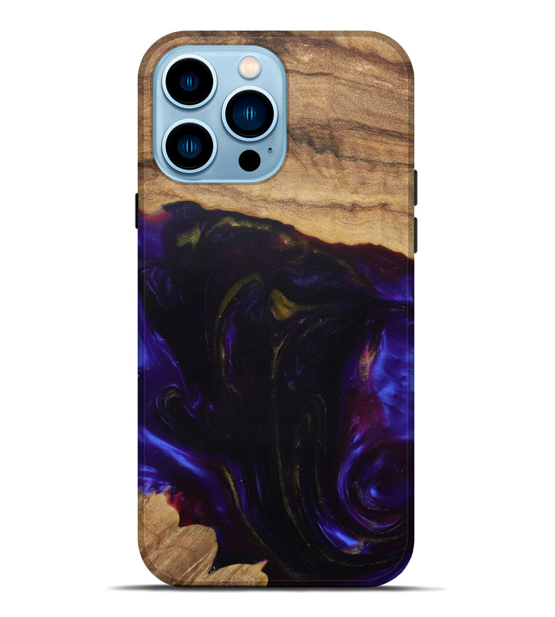 iPhone 14 Pro Max Wood+Resin Live Edge Phone Case - Werner (Purple, 585220)