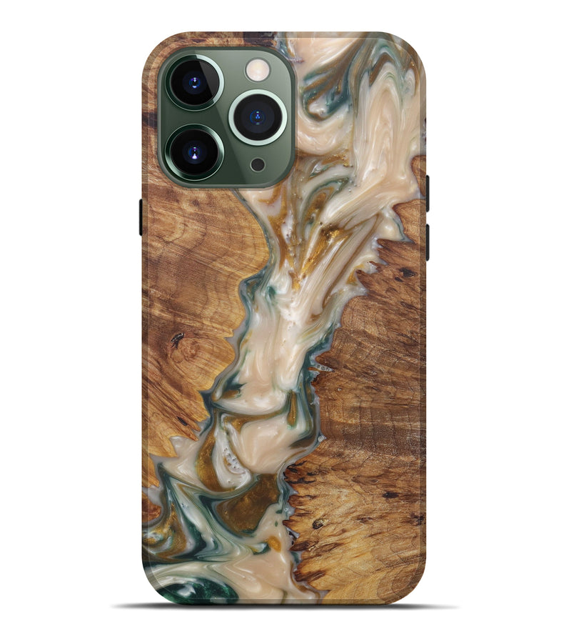 iPhone 13 Pro Max Wood+Resin Live Edge Phone Case - Roxana (Dark Green, 577450)