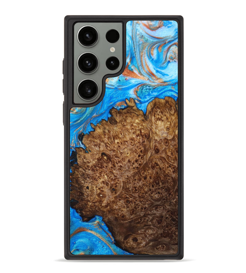 Galaxy S23 Ultra Wood+Resin Phone Case - Emmanuel (Teal & Gold, 630761)