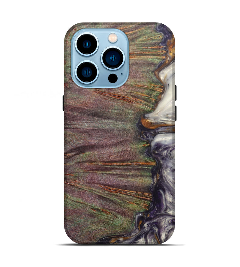 iPhone 14 Pro Wood+Resin Live Edge Phone Case - Tiffy (Purple, 597036)