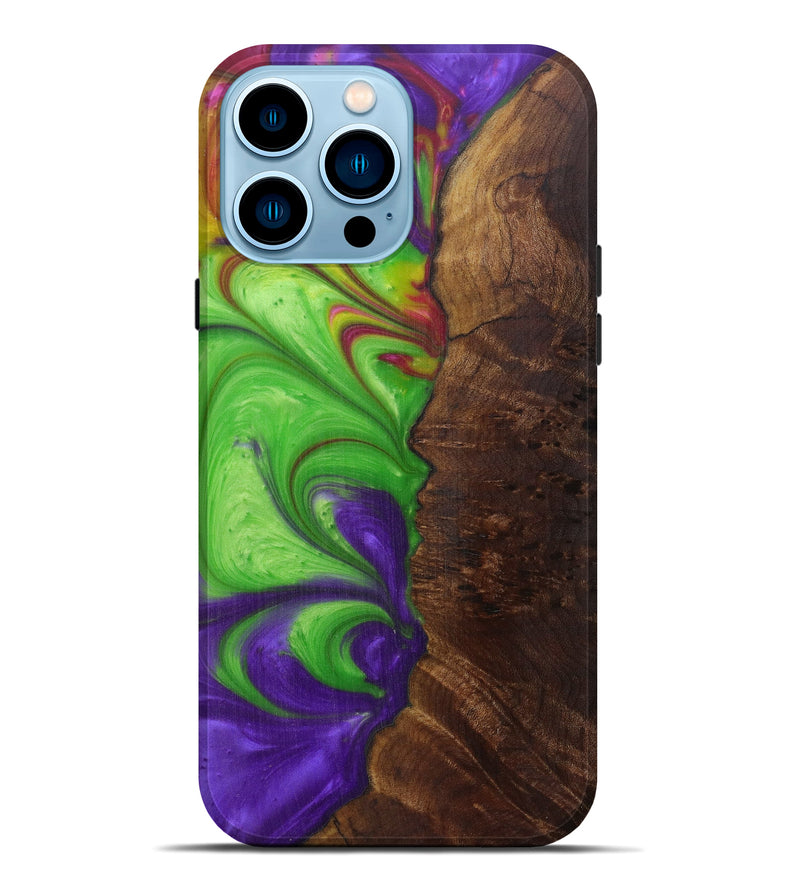 iPhone 14 Pro Max Wood+Resin Live Edge Phone Case - Krzysztof (Purple, 594818)