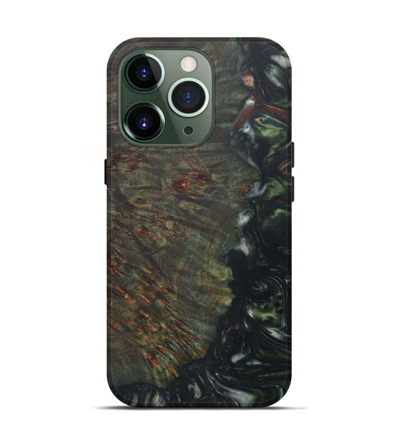iPhone 13 Pro Wood+Resin Live Edge Phone Case - Ozlem (Dark Green, 594197)