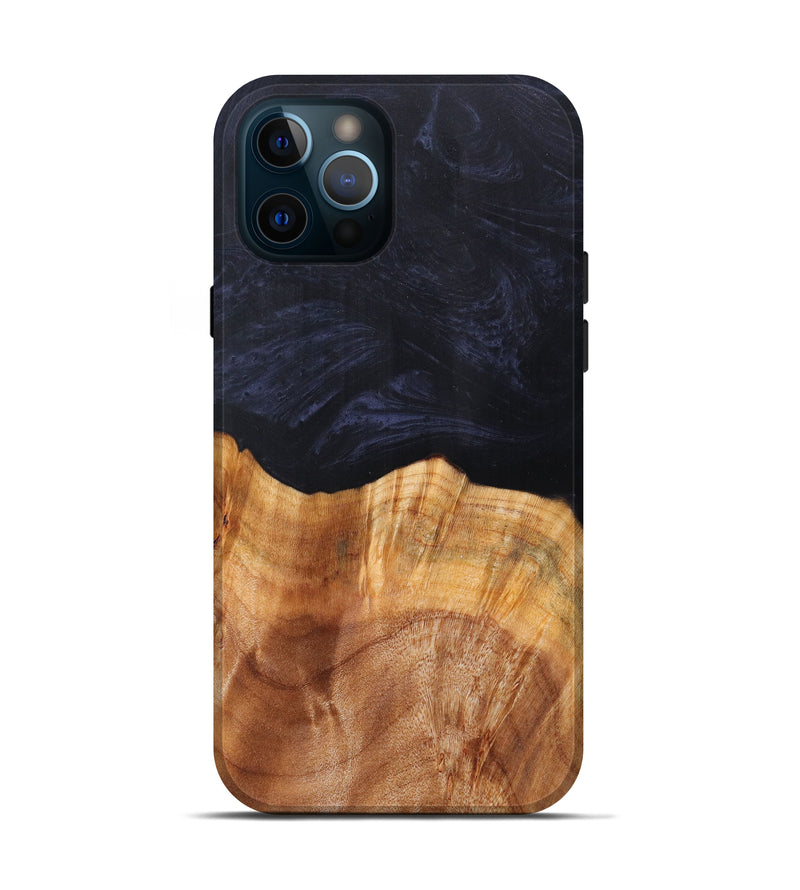 iPhone 12 Pro Wood+Resin Live Edge Phone Case - Klink (Pure Black, 608540)
