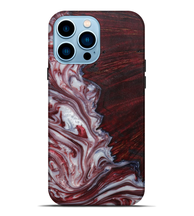iPhone 14 Pro Max Wood+Resin Live Edge Phone Case - Wassim (Dark Red, 594217)