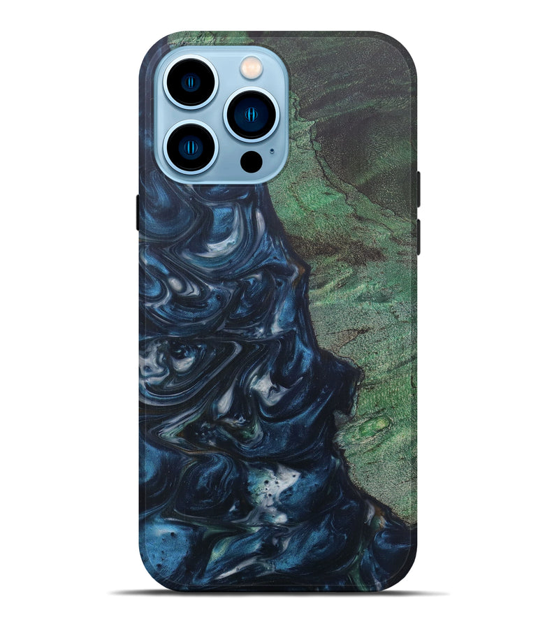 iPhone 14 Pro Max Wood+Resin Live Edge Phone Case - Valentine (Dark Blue, 598613)