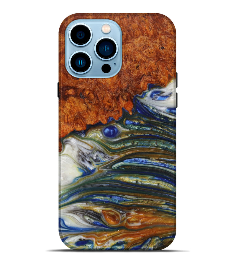 iPhone 14 Pro Max Wood+Resin Live Edge Phone Case - Katherine (Metallic, 610800)