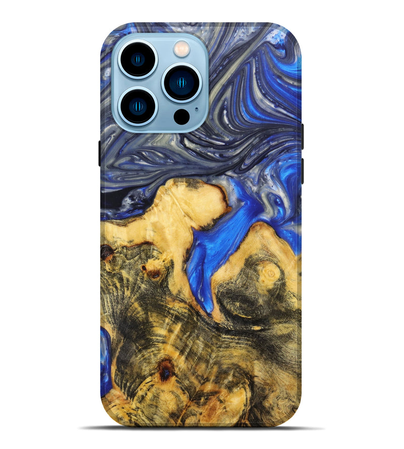 iPhone 14 Pro Max Wood+Resin Live Edge Phone Case - Cami (Blue, 628547)
