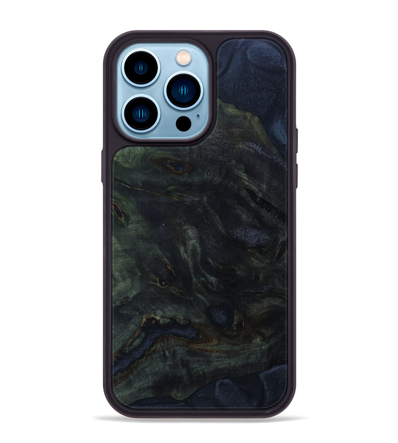 iPhone 14 Pro Max Wood+Resin Phone Case - Crystal (Black & White, 639898)