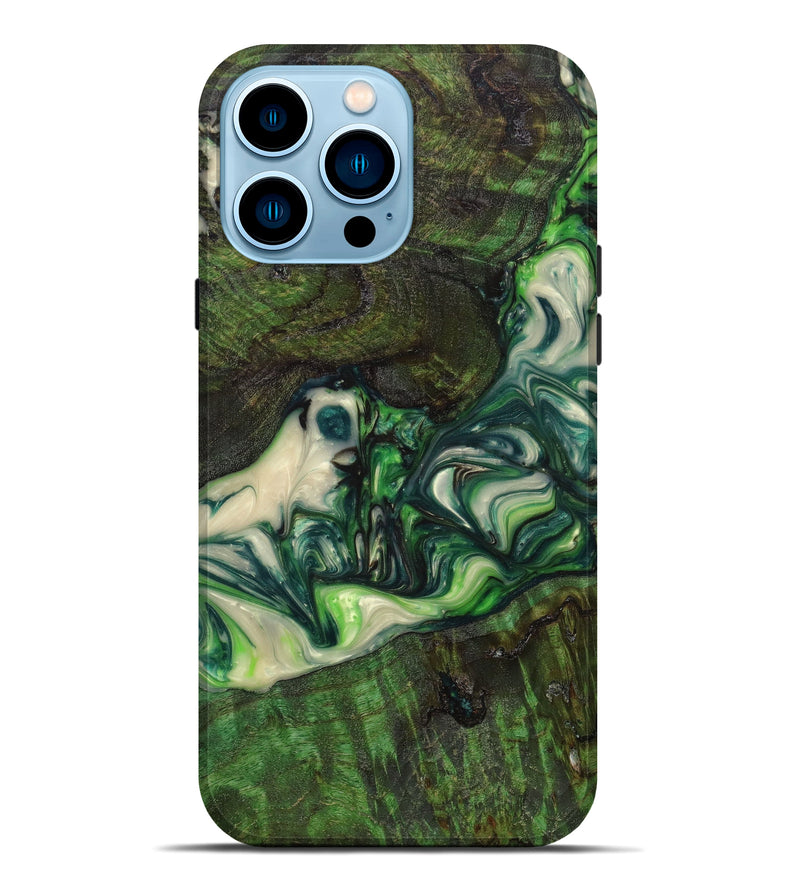 iPhone 14 Pro Max Wood+Resin Live Edge Phone Case - Yaretzi (Green, 631257)