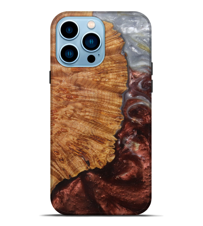 iPhone 14 Pro Max Wood+Resin Live Edge Phone Case - Becky (Metallic, 597385)
