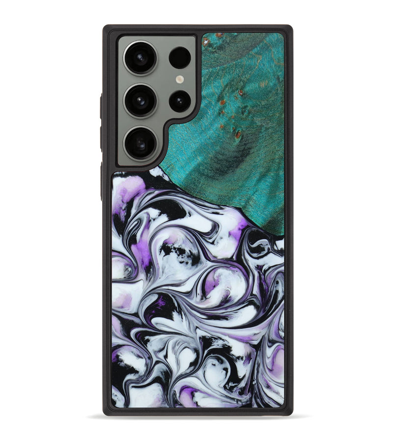 Galaxy S23 Ultra Wood+Resin Phone Case - Devante (Black & White, 644048)