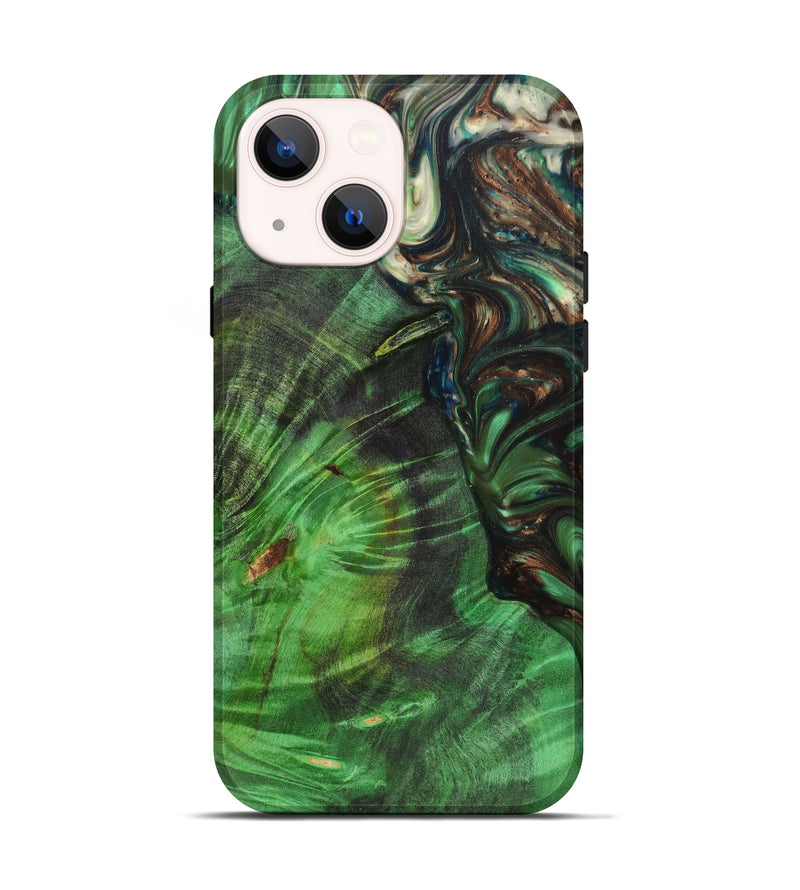 iPhone 13 Wood+Resin Live Edge Phone Case - Bret (Green, 631442)